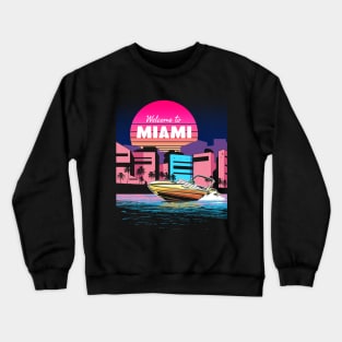 Welcome to Miami Vaporwave Sunset Crewneck Sweatshirt